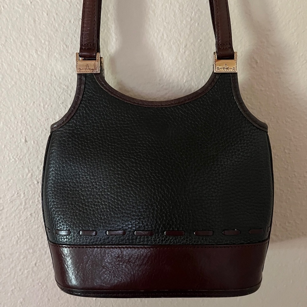 Vintage Authenic Brighton Black and Brown Leather Hand or Shoulder Bag C224153